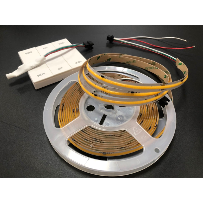 24V WS2811 COB dream colour LED strip with RGB lighting showing running water effect