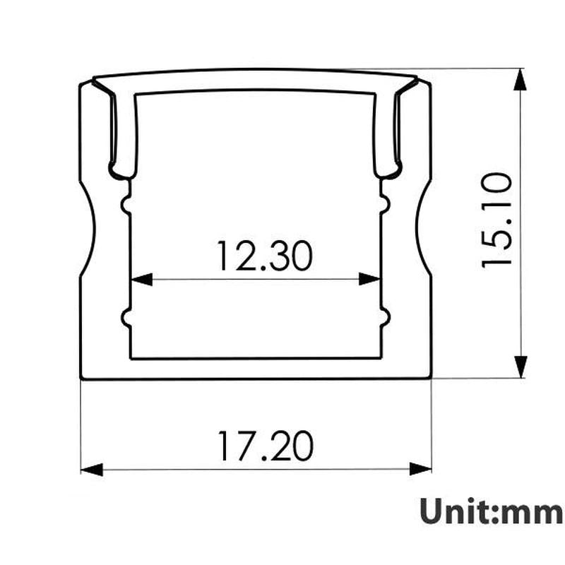 EXLP02 surface mounting bracket detail for LED strip installation