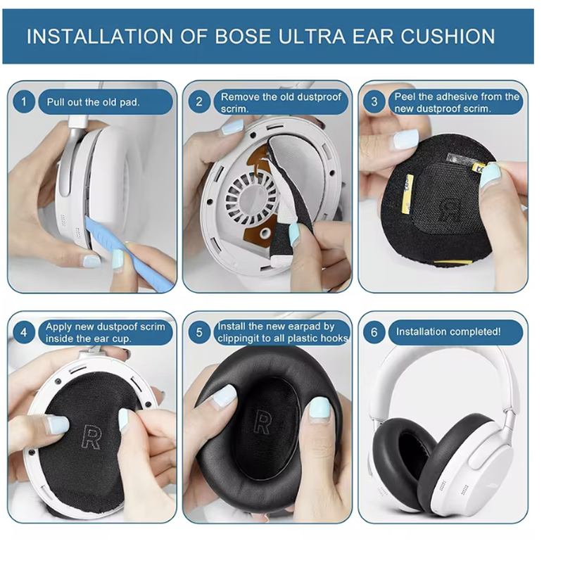 Protein leather ear pads compatible with Bose QuietComfort Ultra