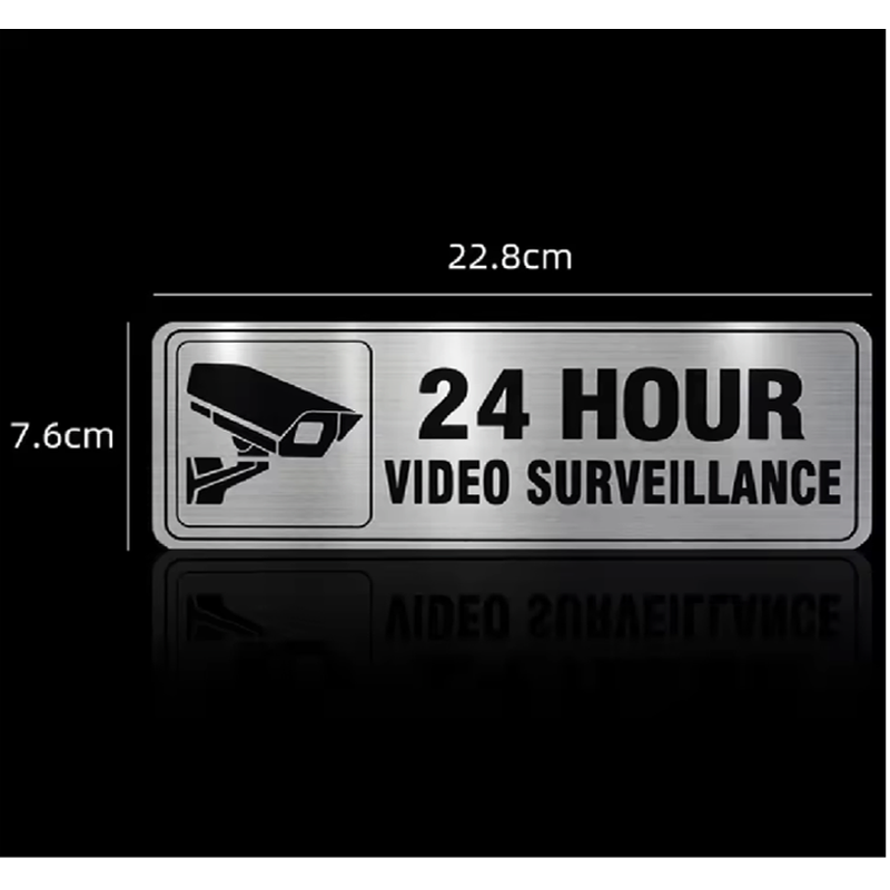 24-hour video surveillance aluminium warning sign 23x8cm