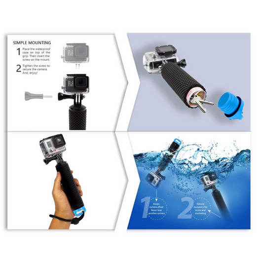 Water Floating Hand Grip Handle for GoPro Hero 8 7 6 5 4 Xiaomi Yi 4K SJ4000 SJ5000