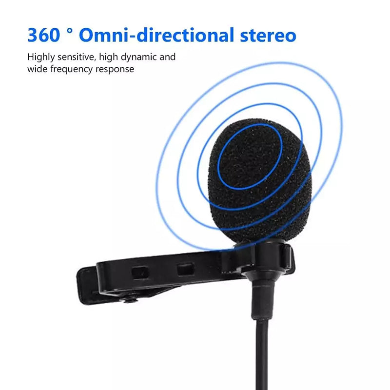 Portable 1.5m Lavalier Mini Microphone Condenser Clip-on Lapel Mic (3.55mm or USB plug)