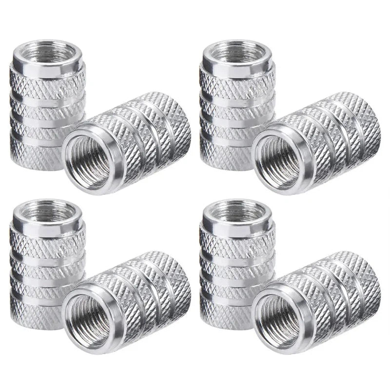 Red aluminium tyre valve caps