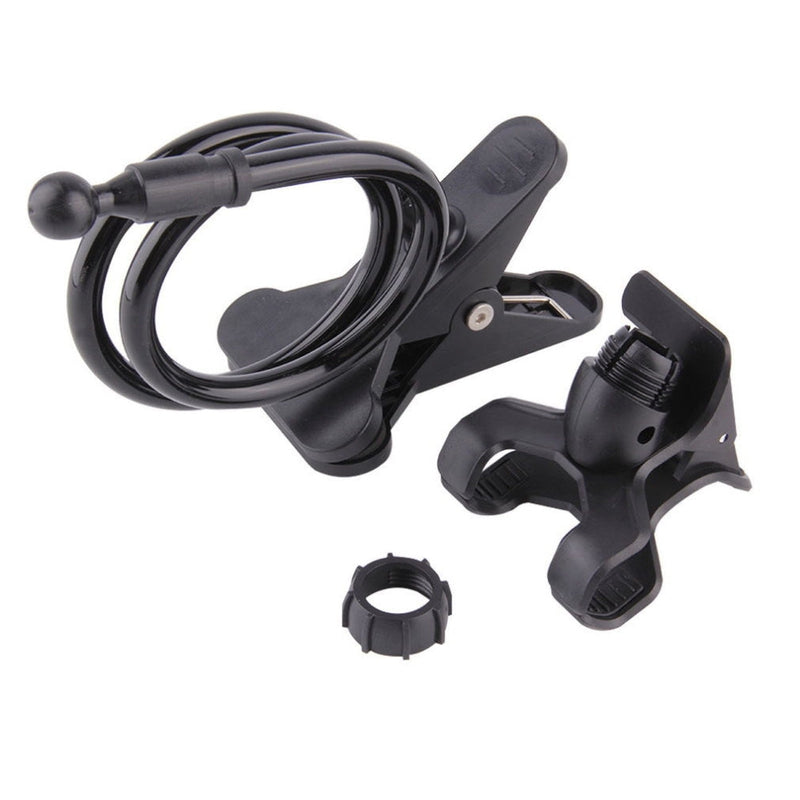 Clip-on phone holder attached to bedframe for hands-free viewing