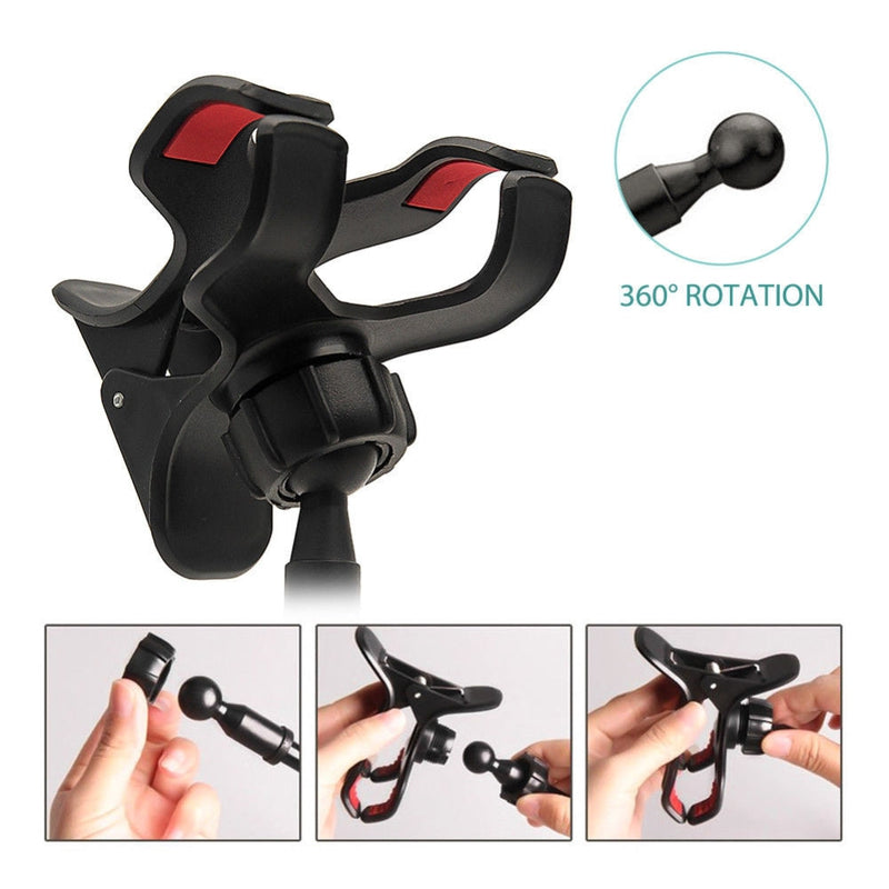 Adjustable gooseneck phone stand with sturdy clip mount