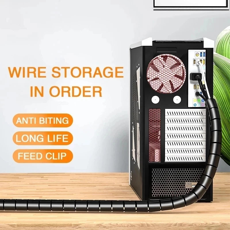 Cable organiser managing multiple cords on desk