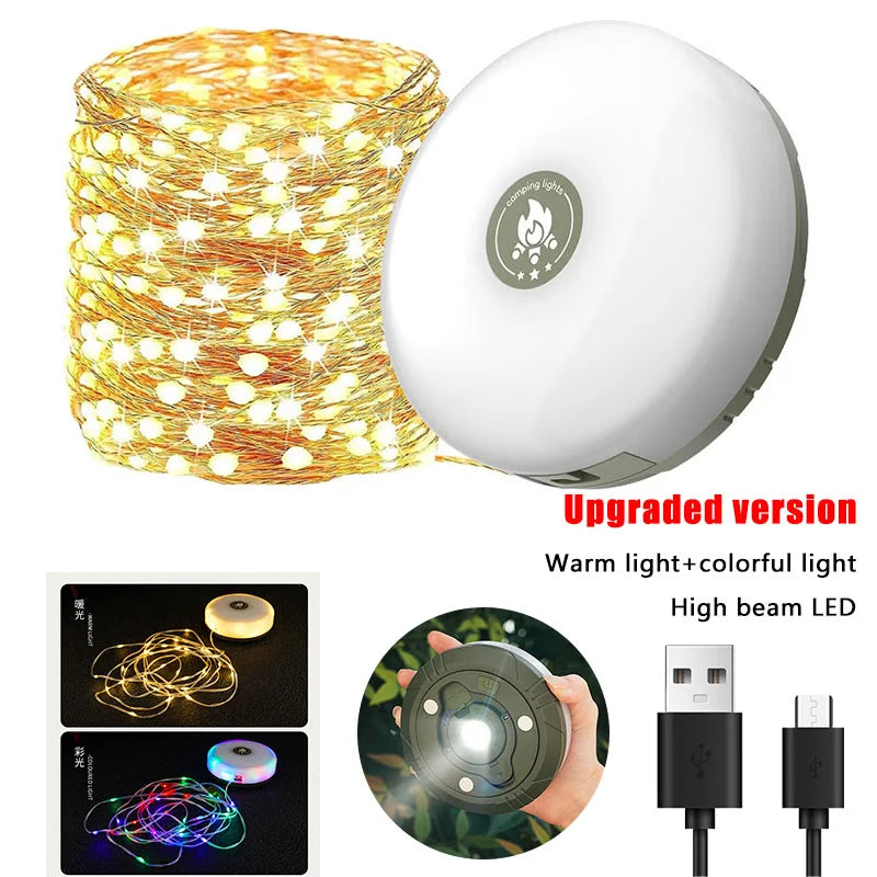 Camping Lights 10m String with Lantern (2 in 1 Design) Waterproof & Rechargeable