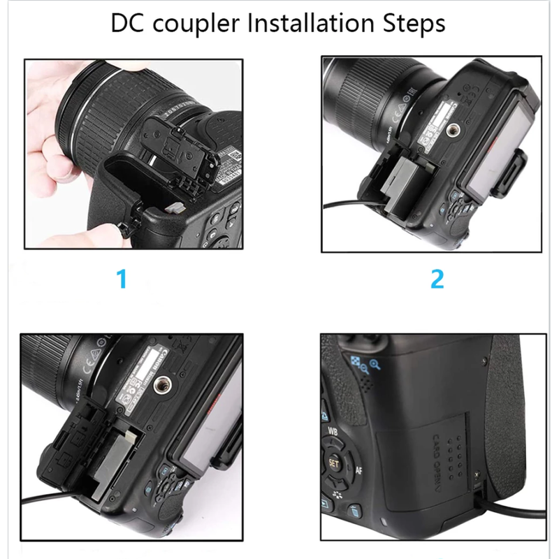 ACK-E10 power adapter showing AC plug and dummy battery