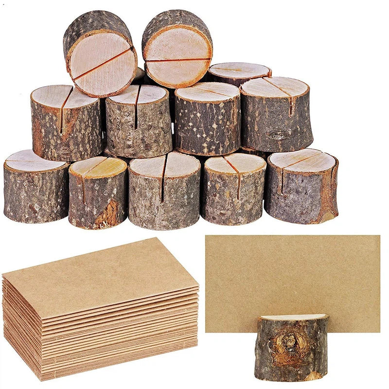 Natural wooden place card holders set of 10 for weddings and events