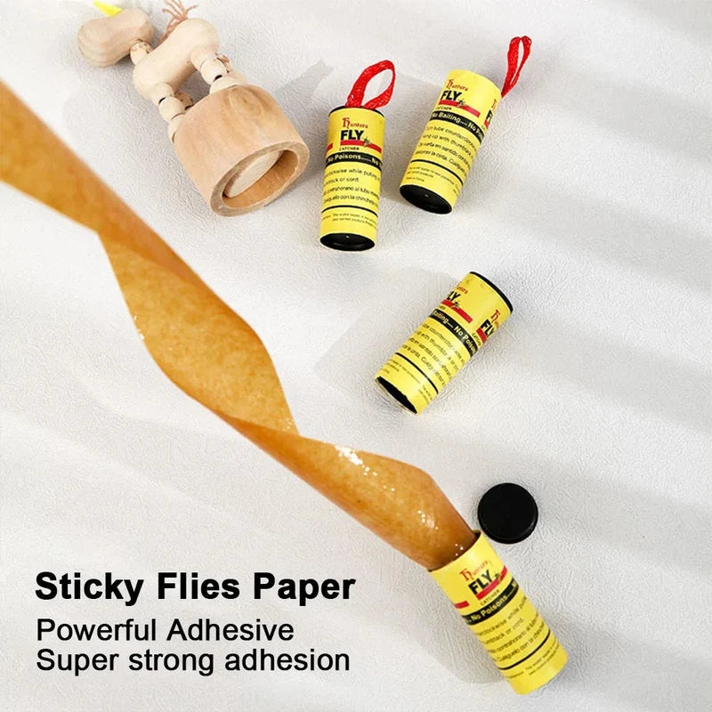 4 rolls Fly Sticky Paper Strong Glue Strip For Flies Paper Strips Double Sided Flying Insect Bug Mosquitos Catcher Roll Tape