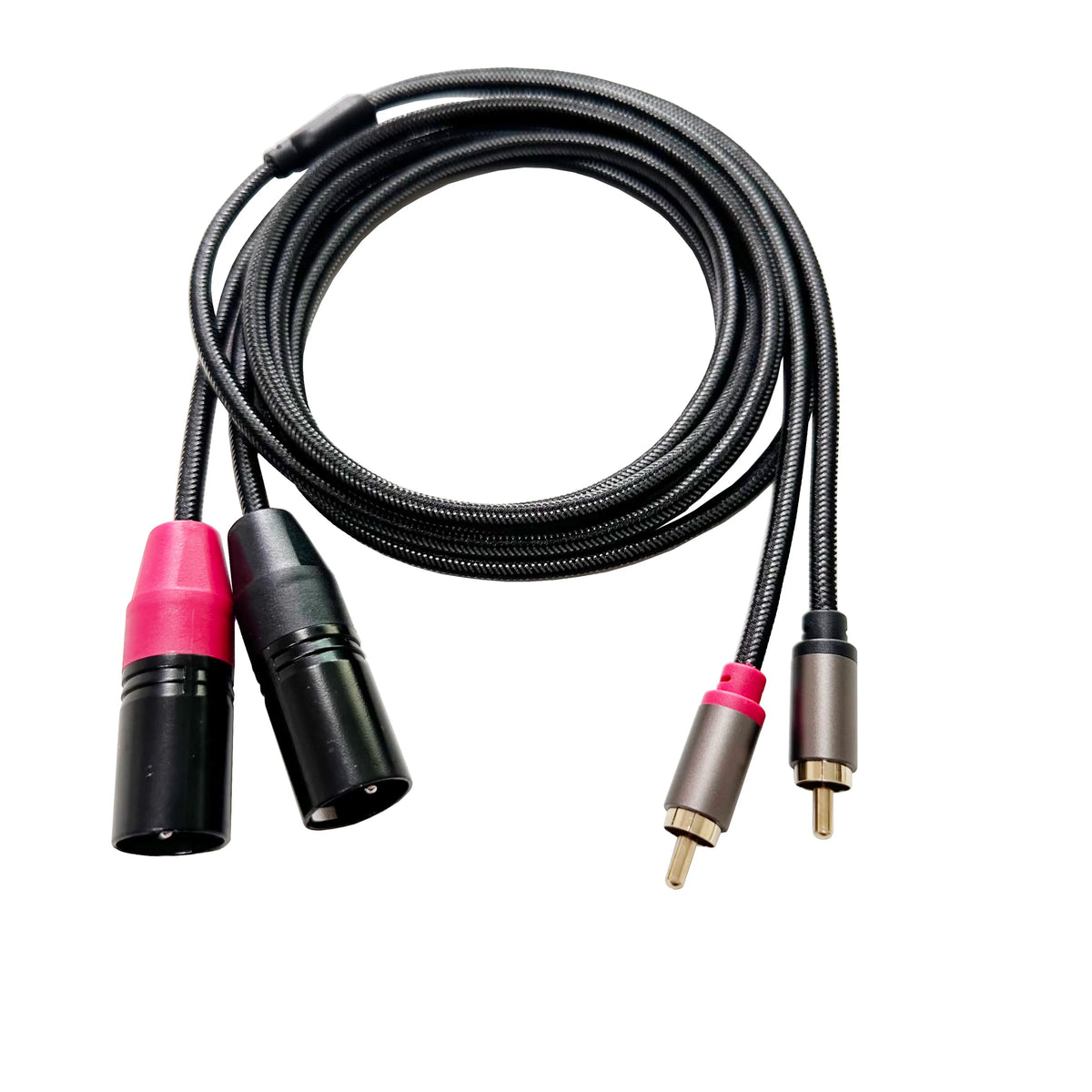 Dual RCA to dual XLR male cable 3m, black braided