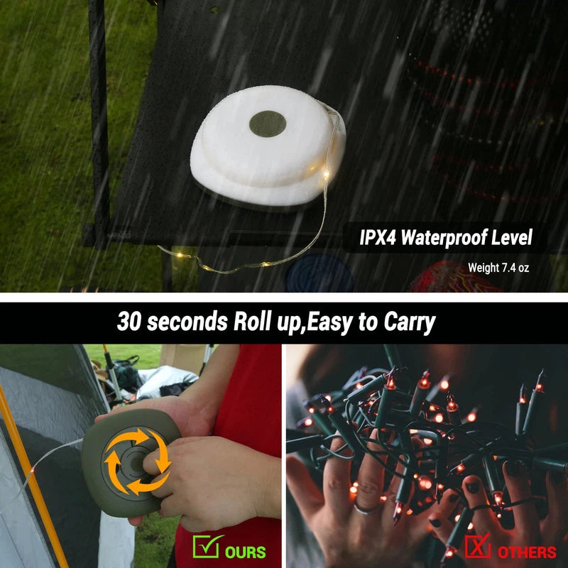 Camping Lights 10m String with Lantern (2 in 1 Design) Waterproof & Rechargeable