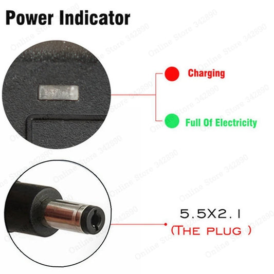 Charging indicator and 5.5x2.1mm DC plug