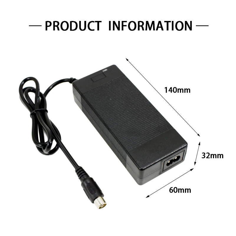 42V 2A lithium battery charger with dimensions