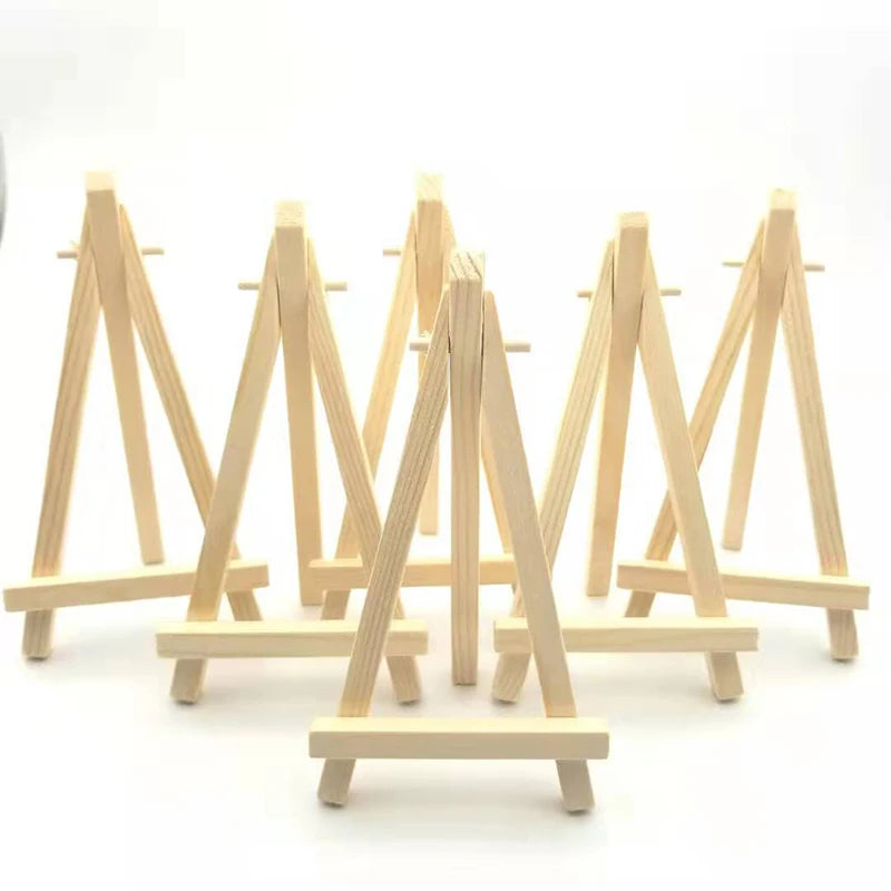 Wooden mini easel stand displaying wedding table card