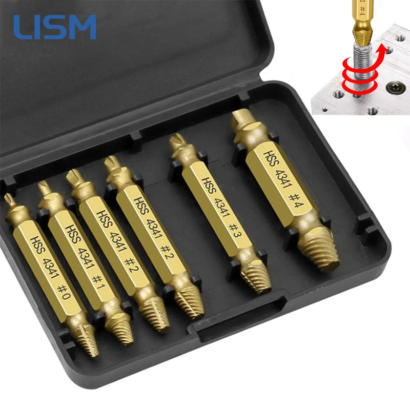 Double-ended screw extractor tool close-up