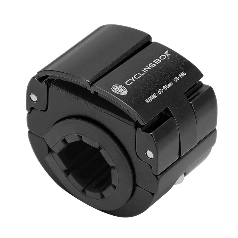 Aluminum bike phone holder mounted on mountain bike handlebars