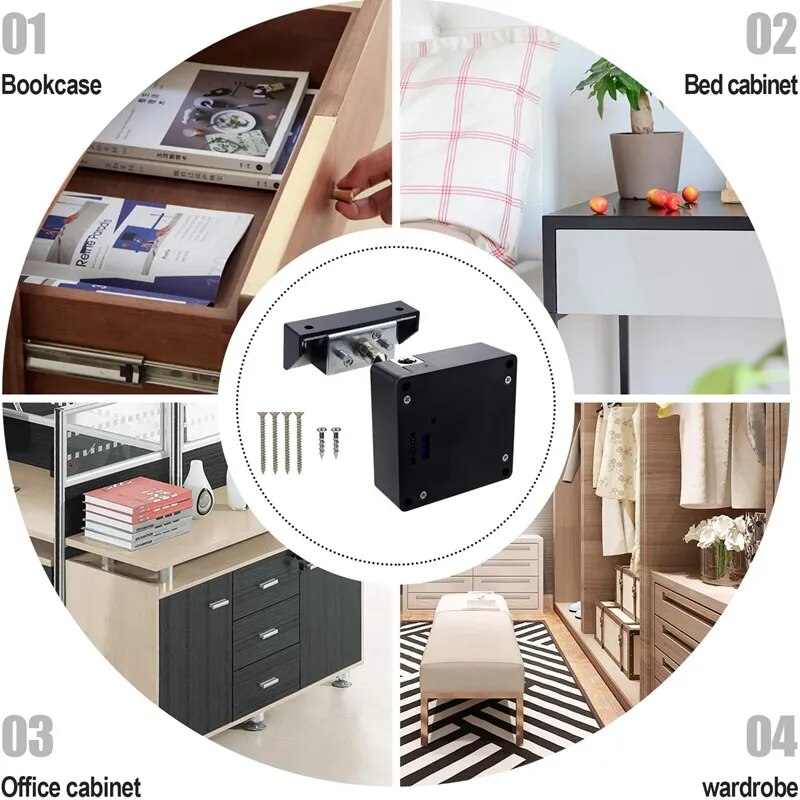 Hidden drawer lock internal mechanism and latch