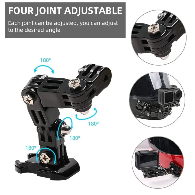 Action camera mounting kit components and hardware