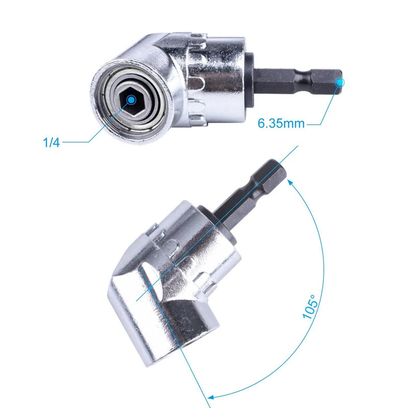 Angle screwdriver adapter showing adjustable head design