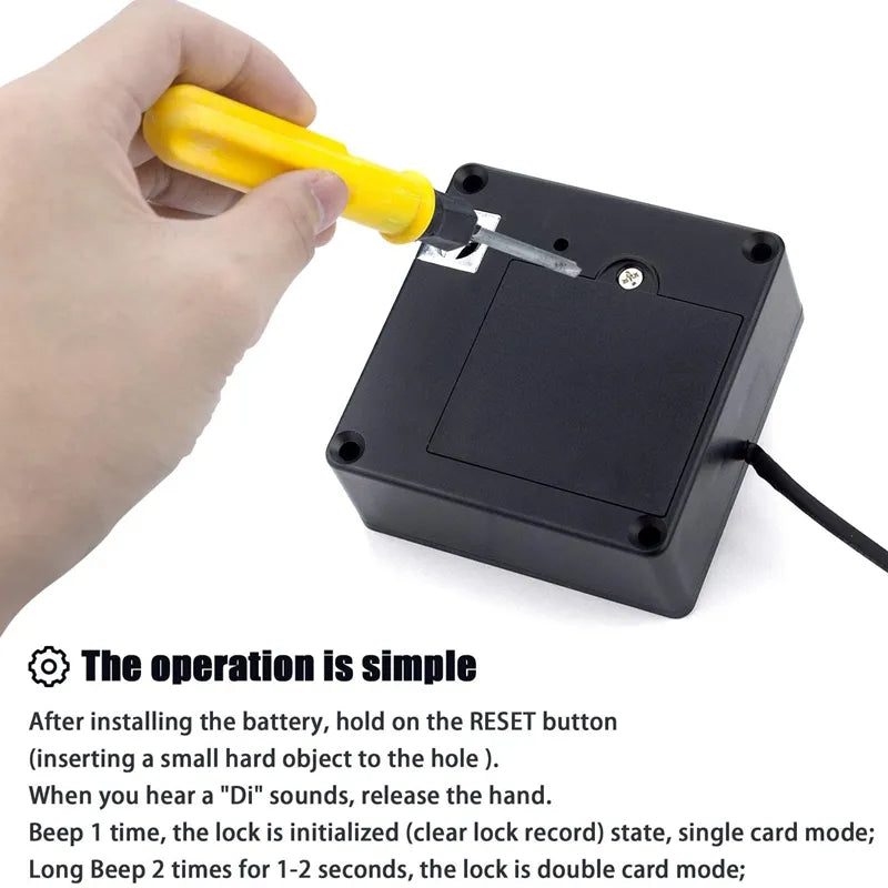 RFID drawer lock installation showing mounting components