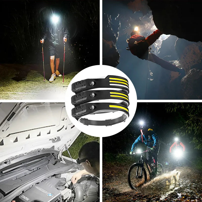 Waterproof motion sensor headlamp for outdoor use
