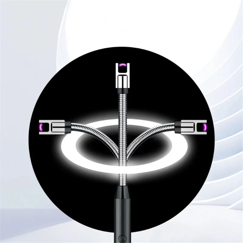 Electric arc lighter with long neck for safe candle lighting