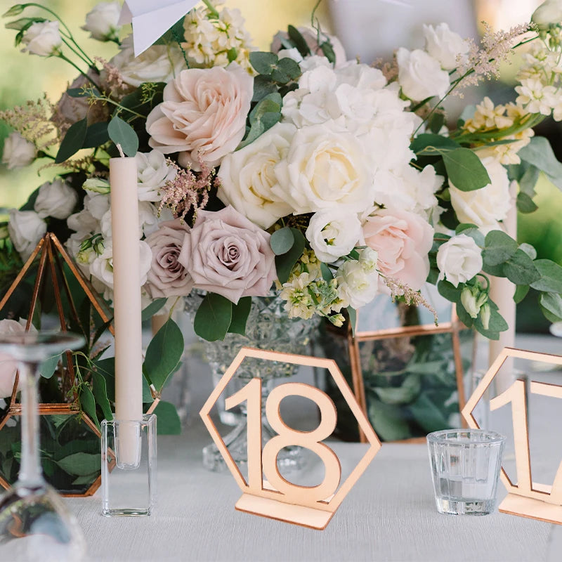 Natural wood table place card detail view