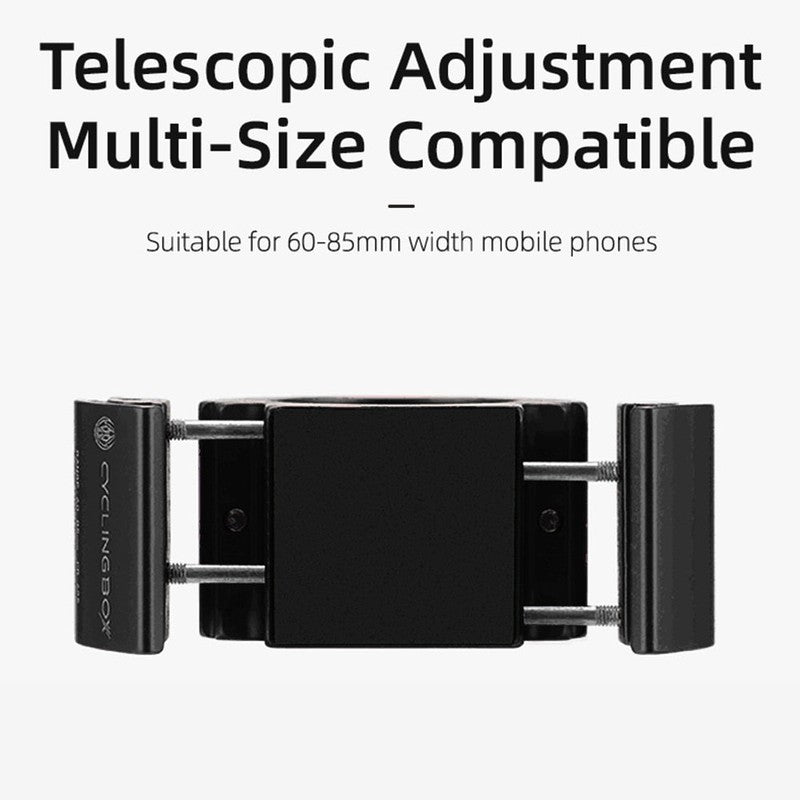 Foldable bike phone holder in compact storage position