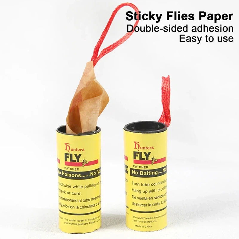 4 rolls Fly Sticky Paper Strong Glue Strip For Flies Paper Strips Double Sided Flying Insect Bug Mosquitos Catcher Roll Tape