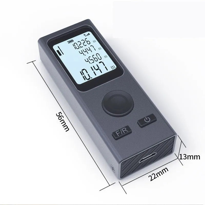Laser tape measure with USB charging cable