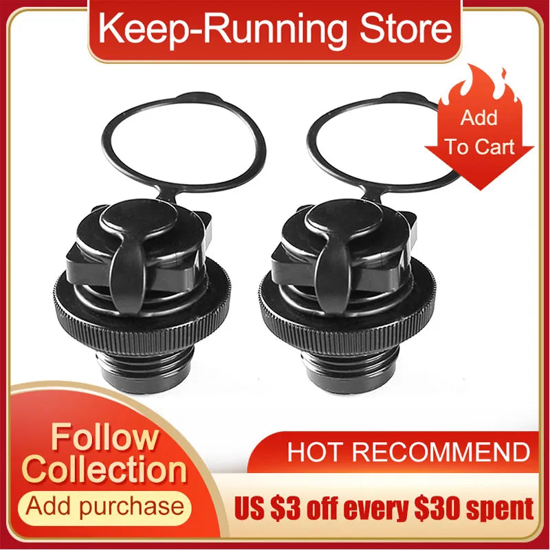 Air valve nozzle caps for inflatable boats and kayaks - 2 pack