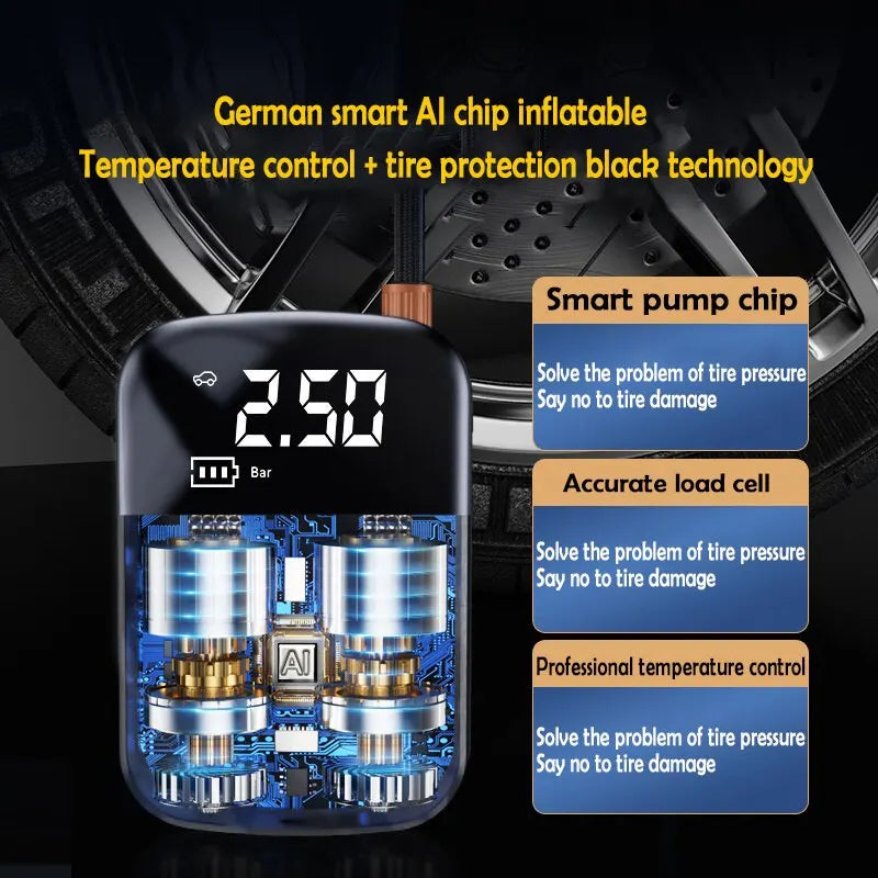 Portable air compressor in use