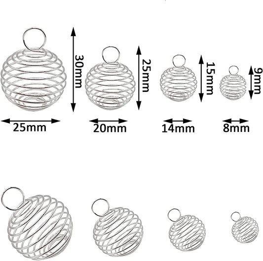 Spiral bead cages size comparison