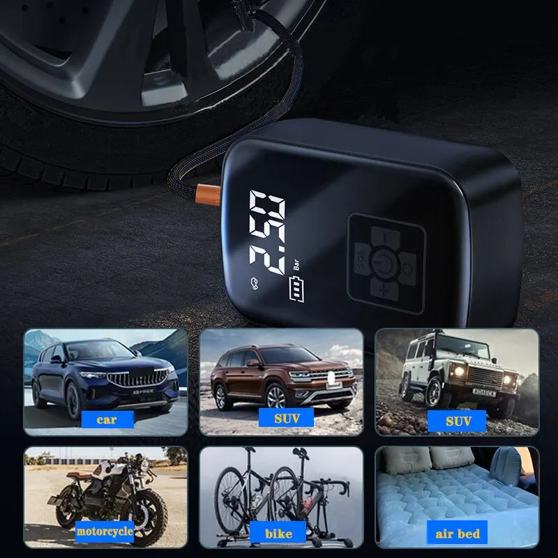 Electric air compressor for car tyres