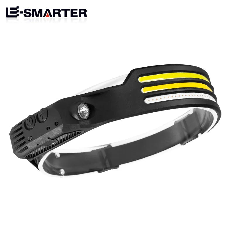 COB LED induction headlamp with motion sensor on white background
