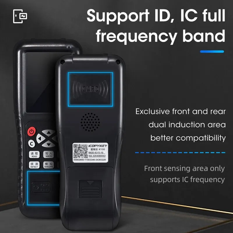 NFC 125KHz 13.56MHz Smart Card Reader Writer RFID Copier X100 USB Port Access Card Programmer Duplicator Copy Encrypted Keys
