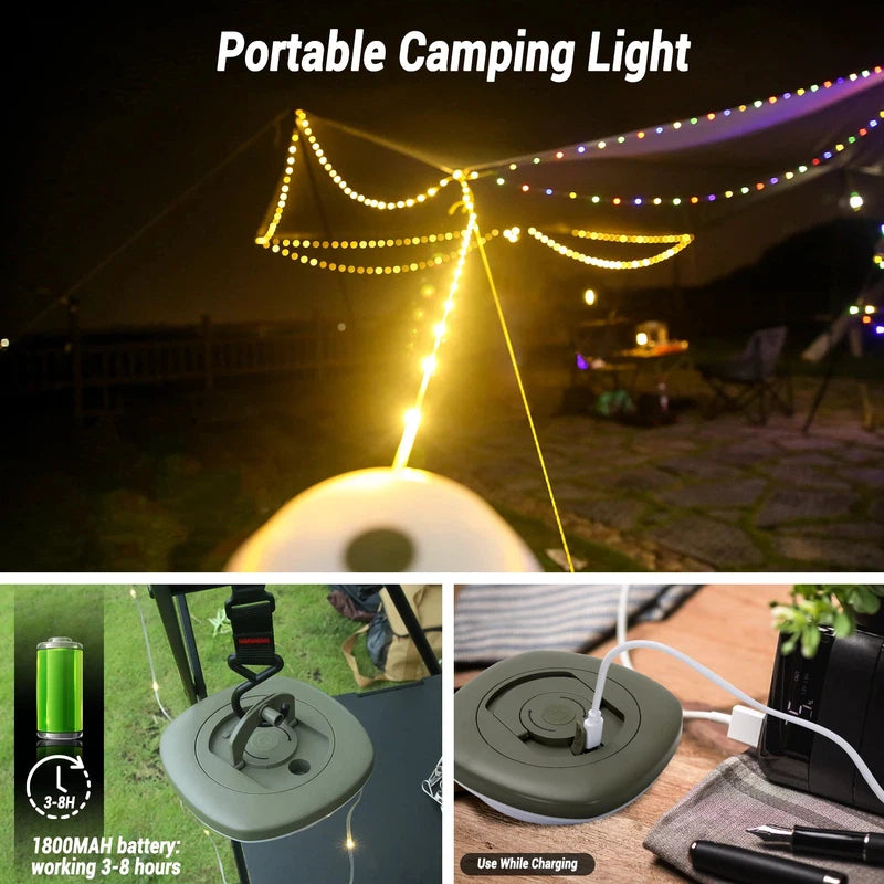 Camping Lights 10m String with Lantern (2 in 1 Design) Waterproof & Rechargeable