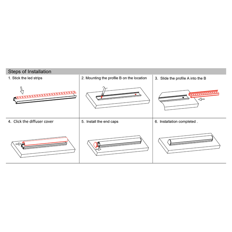 LED Aluminium Extrusion Profile for LED strip ALU-2020A