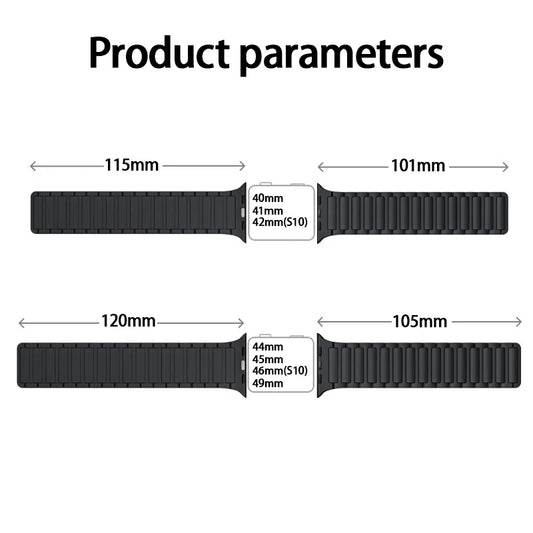 Magnetic band dimensions for small and large Apple Watch sizes