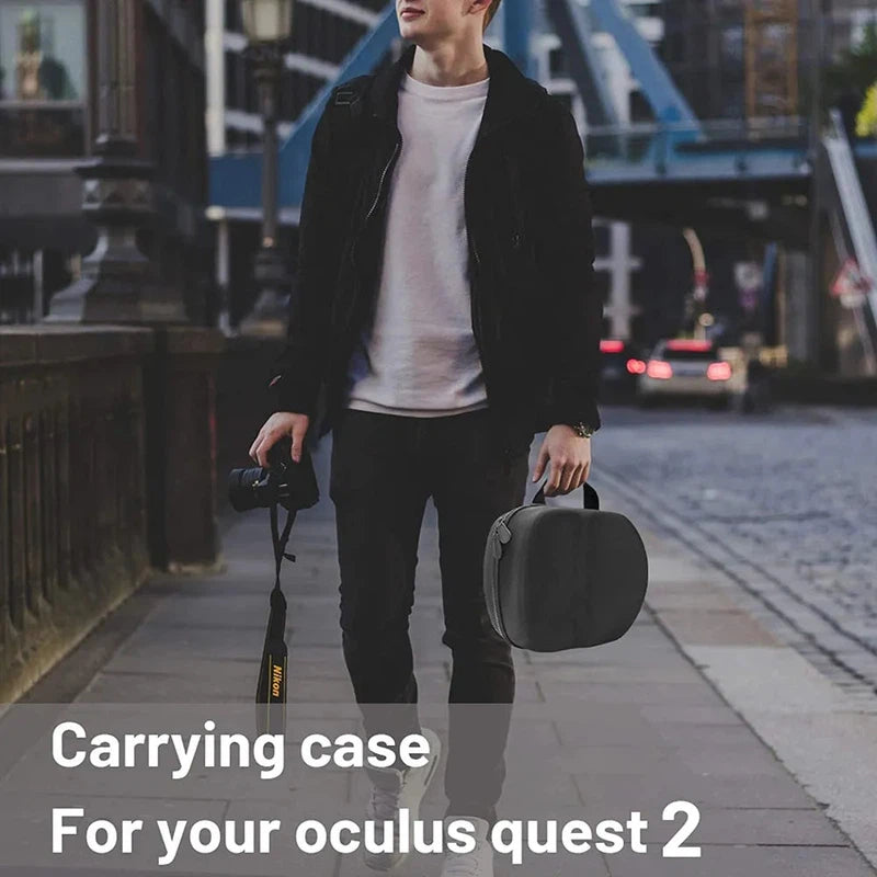 Compact VR headset hard case for Oculus Quest 2
