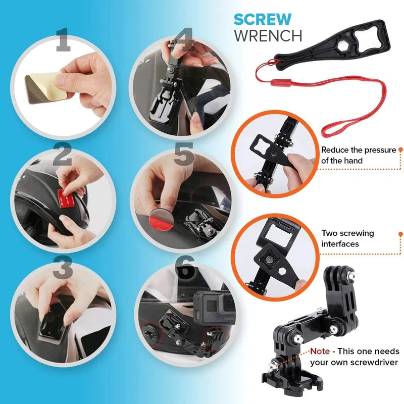 Curved and flat adhesive mounting pads for action cameras