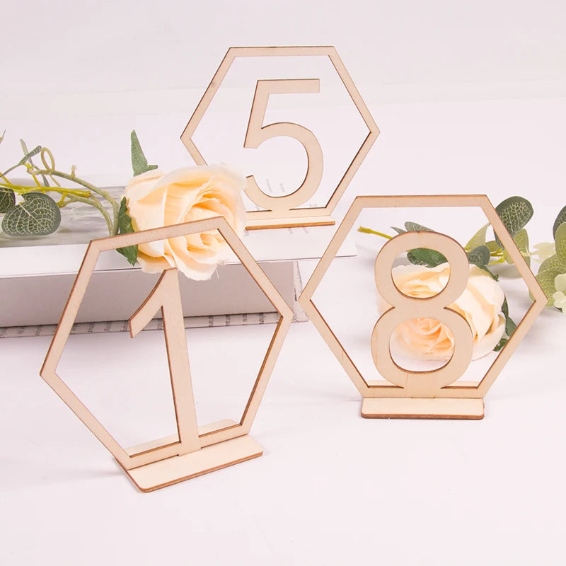 Wooden wedding table number sign close-up