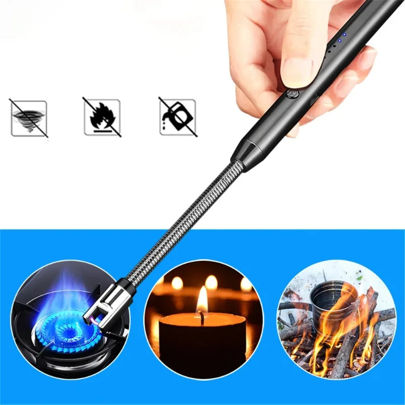 Windproof USB rechargeable arc lighter for BBQ and kitchen use