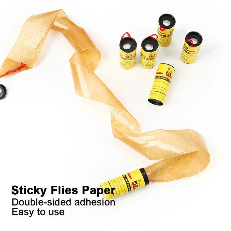4 rolls Fly Sticky Paper Strong Glue Strip For Flies Paper Strips Double Sided Flying Insect Bug Mosquitos Catcher Roll Tape