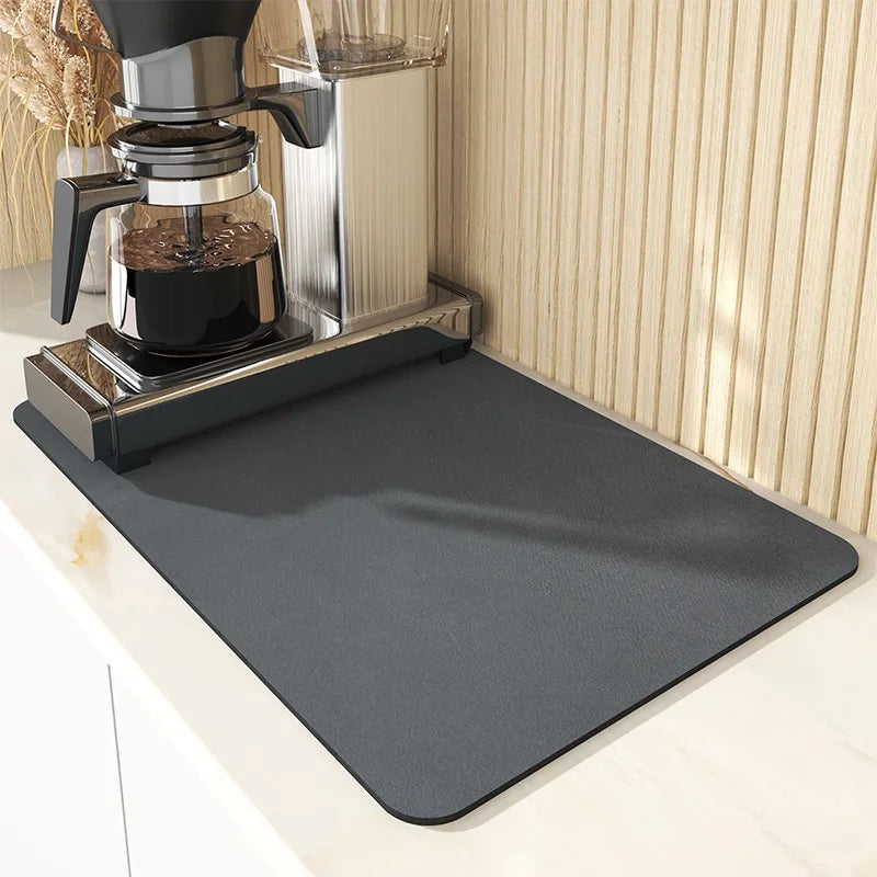 Super absorbent coffee mat showing stain-hiding surface