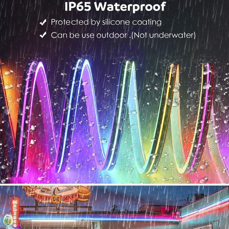 WS2811 addressable LED strip showing milky white silicon tube construction