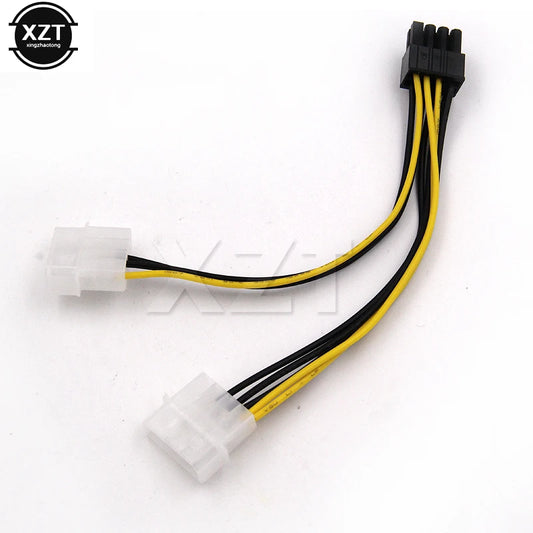 6 inch 2 x Molex 4 pin to 8-Pin PCI Express Video Card Pci-e ATX PSU Power Converter Cable