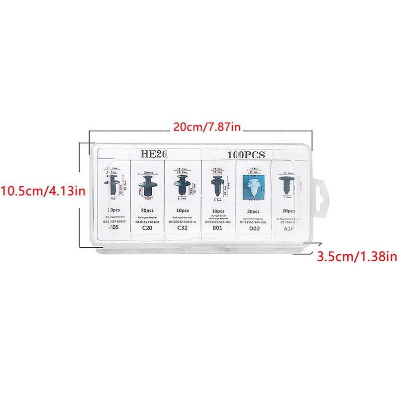 Auto Fastener Clips Car Fender Push Retainer Pin Rivet (100pcs)