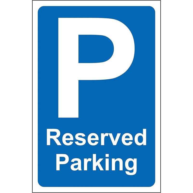Blue reserved parking metal tin sign with safety design